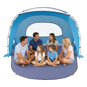 Beach Tent Sun Shelter for 6 People With UPF 50+ Protection, Portable Pop-Up Shade Canopy With Carry Bag, Sand Pockets, Lightweight, Easy Setup, Beach Umbrella for Family Camping and Outdoor Picnic