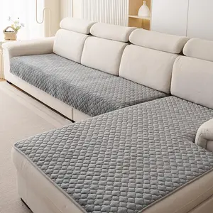 2pc Thickened Fleece Sofa Cushions, Pet Dog Friendly, Soft Velvet Material, Non-Slip Home Protection Cover, Fits Single to Multiple People Sofas, Soft Sofa Protector