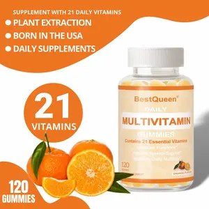 BestQueen Multivitamin Gummies 21 Daily Vitamins Non-GMO Vegan Plant Extracts USA Healthcare Nutritional Support Immune System & Daily Nutrition Dietary Supplement
