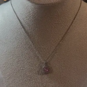 Wences & Co Silver 2-Piece Blush Pink Halo Jewelry Set - Halo Necklace, Matching Earrings, Ideal for Weddings, Special Events, Wedding
