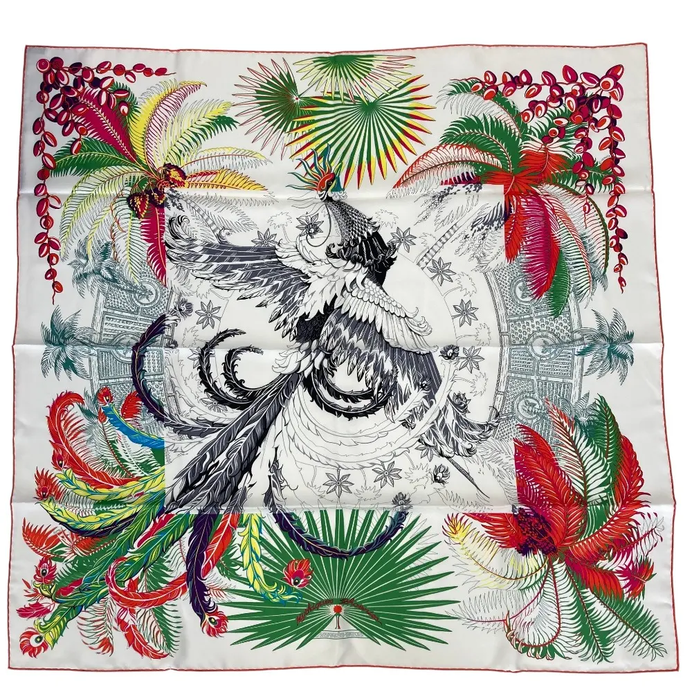 Pre-owned HERMÈS Silk Small Leather Goods Hermes Carre90 Mythiques Phoenix Scarf