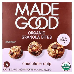 MadeGood Organic Granola Bites, Chocolate Chip, 5 Packs, 0.85 oz (24 g) Each