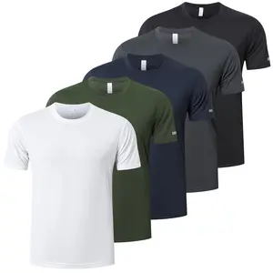 Men's 5 Pack Dry Fit T Shirts Athletic Running Gym Workout Short Sleeve Tee Shirts for Men Sport Tops Dry Fit Gym Wicking Breathable Cool Workout Shirt