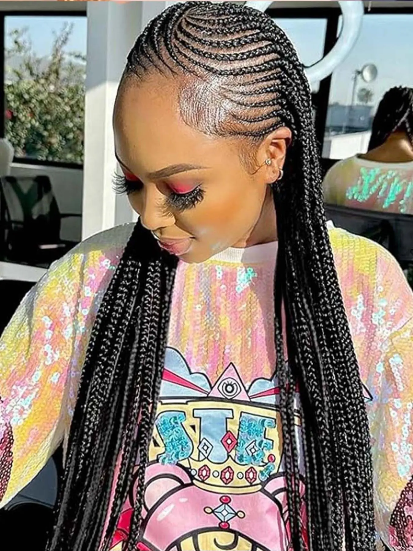 36 Inch Long Braided Lace Front Wigs for Women, Gorgeous Fluffy Wigs without Bangs, Synthetic Braided Lace Wigs, Box Braided Wigs for Party, Daily Use, Lace Braiding Wig