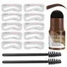 Aliver Standard Reusable Eyebrow Stamp & Stencil Set - Cosmetic Makeup Eyebrow Products for Adults, 10-Style Stencils, 2 Pen Brushes, Lasts 24h, Waterproof, Mineral Oil-Free, Natural Look (Black, Dark Gray, Dark Brown, Medium Brown), Easy Application