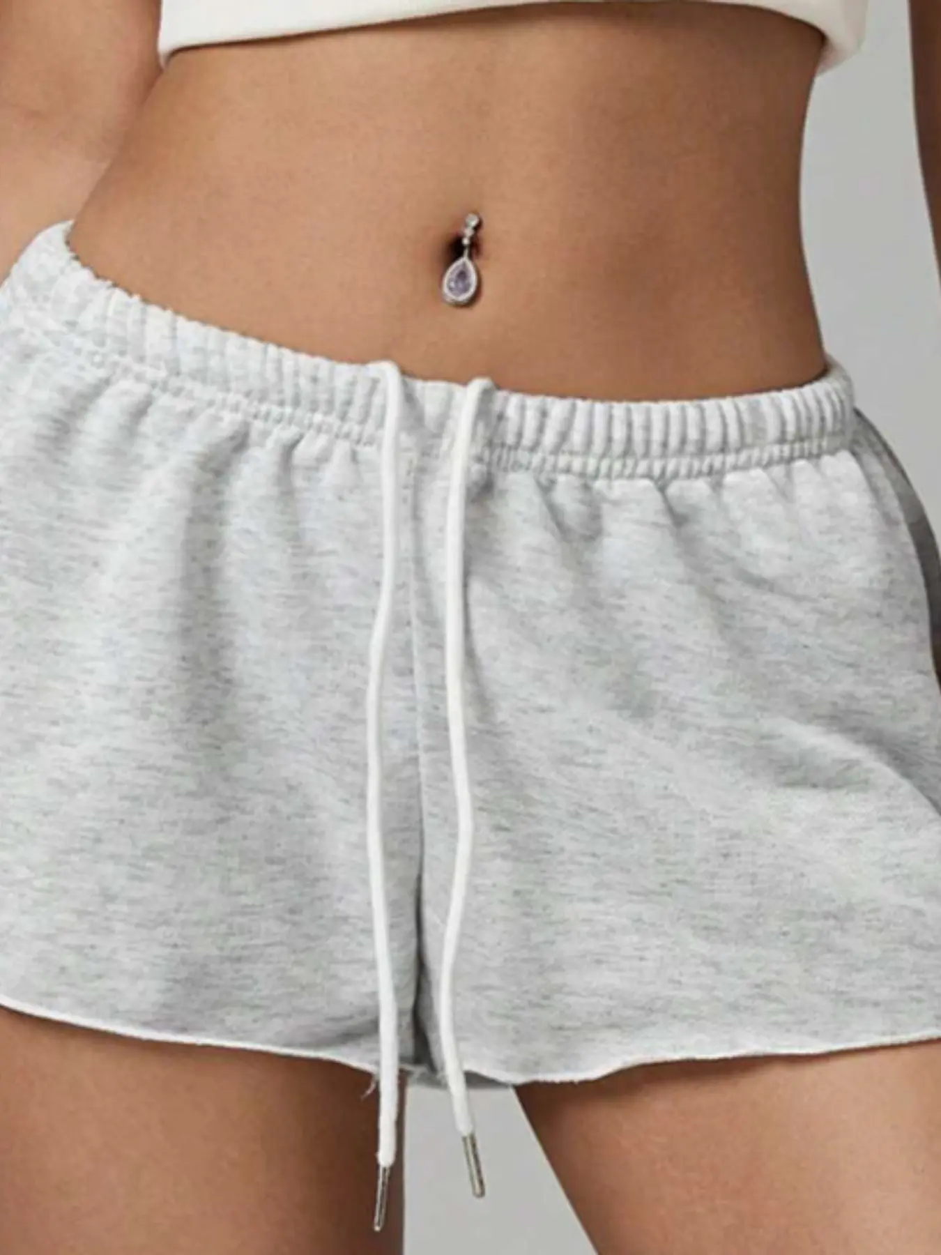 Women's Solid Color Adjustable Elastic Waist Drawstring Loose Fit Basic Casual Shorts, Ultra-Short Pants, Comfortable and Stylish, Perfect for Everyday Wear