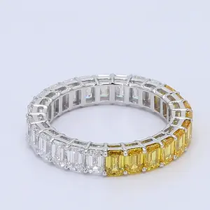 Halfway Yellow Emerald Eternity Band