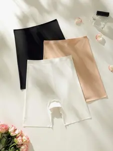 3pcs Solid Basic Underwear Shorts - Everyday Essential Comfort