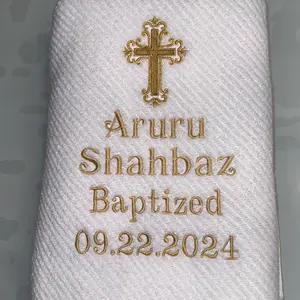 Embroidered Baptism Towel, Bib, and Blanket Set for Baby