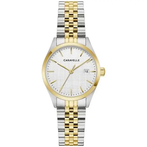 Women's Classic 2-Tone Stainless Steel Caravelle Fashion Watch with Polished Finish, Ideal for Fashion for Women, Two-Tone