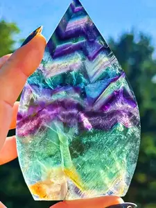 1pc rainbow fluorite teardrop-shaped pendant, Teardrop gemstone, Gorgeous Stone Gemstone, brilliantly lustrous, is a perfect home decoration, desktop ornament