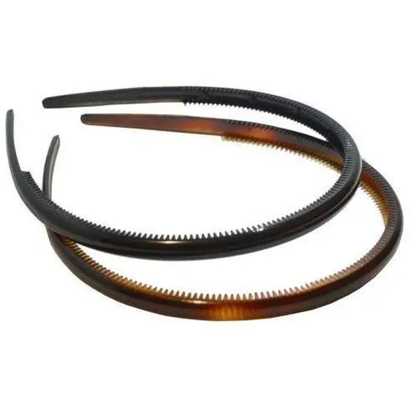 Parcelona French Thin Shell and Black Inner Teeth Nibs Hair Headband 2 Pcs