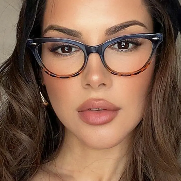 BAMBI Cat Eye "Ombre" Women's Eyeglasses Tortoise Two Tone Gradient Shadz GAFAS Blue Light Blocking Lenses for Computer Work Comfortable Fit High Quality Eyewear Trendy Frames