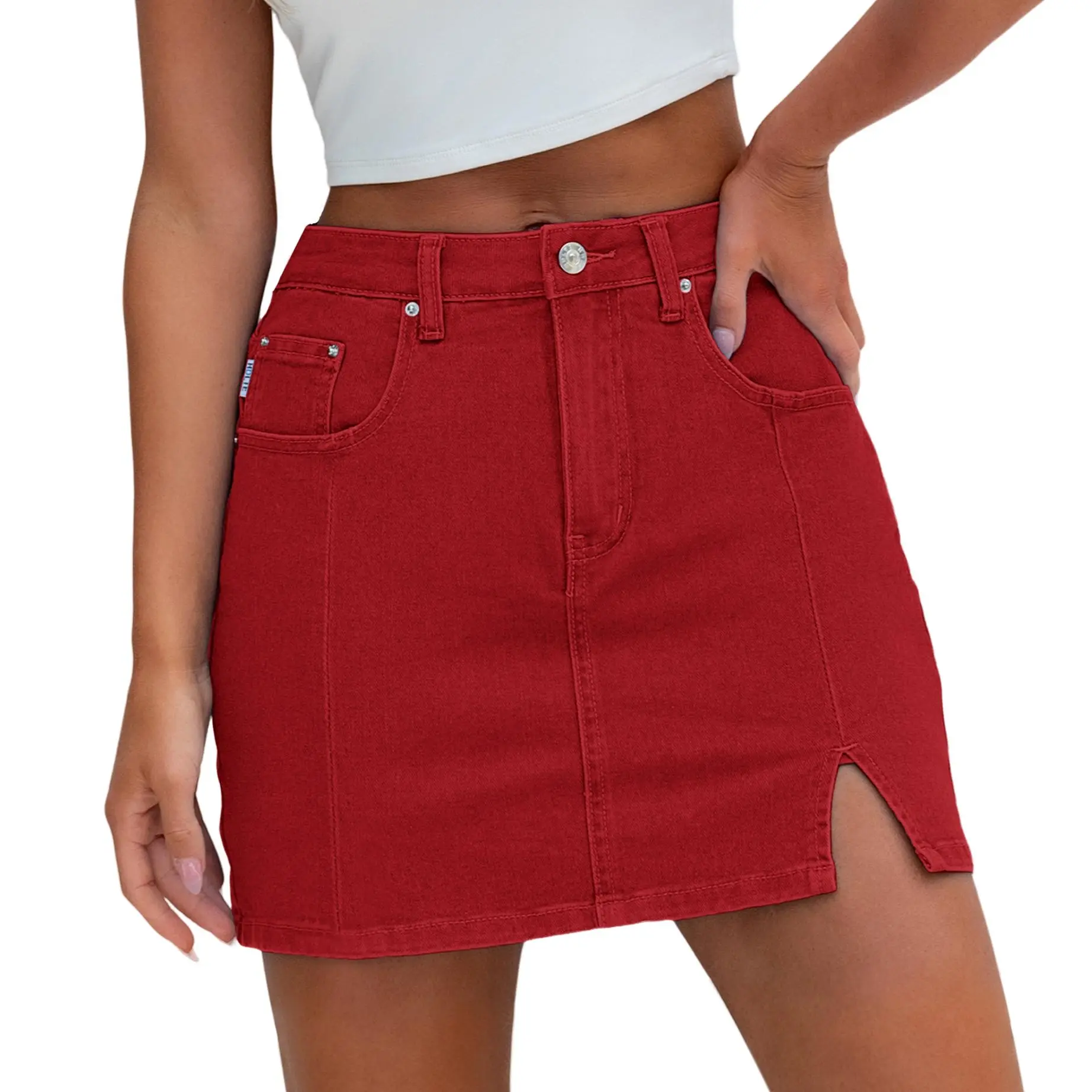 Genleck Women's Jean Skirts High Waisted Girls Denim Skorts Teens Stretch Mini Jean Skirts with Shorts Underneath Fabric Fits Spandex Womenswear