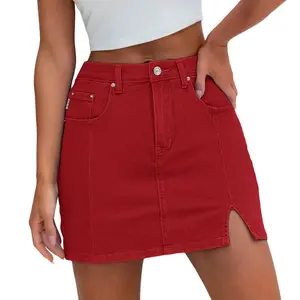 Genleck Women's Jean Skirts High Waisted Girls Denim Skorts Teens Stretch Mini Jean Skirts with Shorts Underneath Fabric Fits Spandex Womenswear