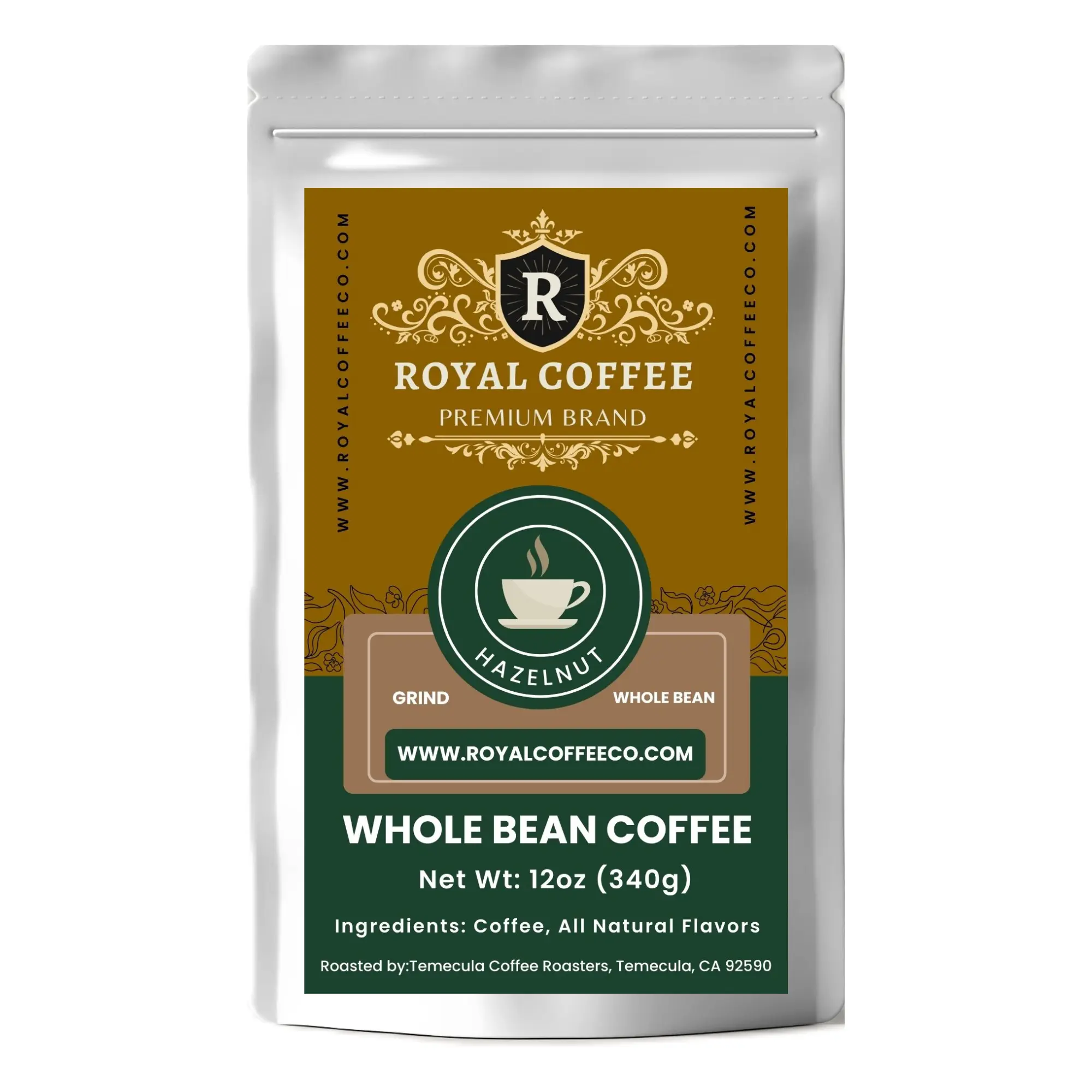Royal Hazelnut Freshly Roasted Flavored Coffee, (Hazelnut) (Whole Bean)
