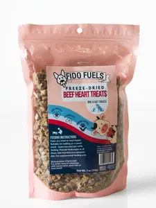FIDO FUELS- Freeze Dried Beef Heart Treats - 7 oz Bag of Single-Ingredient USA Treats for Dogs - Nutrient-Dense & Organ-Rich - Safe for All Breeds & Ages - Meal Topper or Training Reward