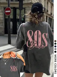 Women's Deep Casual Loose Fit Knit T-Shirt, 80's Graphic Print, All Seasons Wearable, Comfortable & Stylish Daily