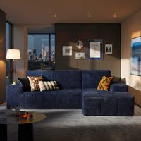 114" Galaxy Blue Shimmer Plush Right Chaise