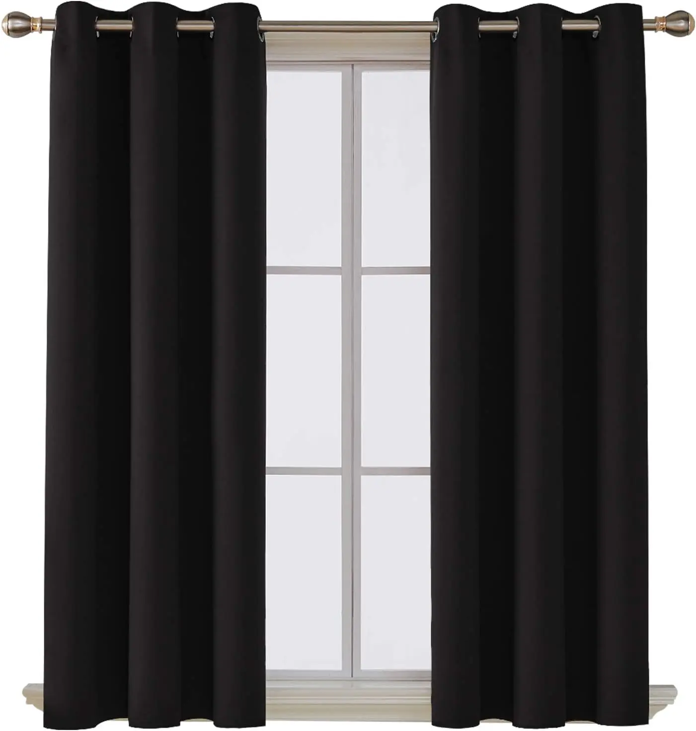 Blackout Curtains Solid Room Darkening Insulated Grommet Window Black Curtain 42x63 Inch,1 Panel
