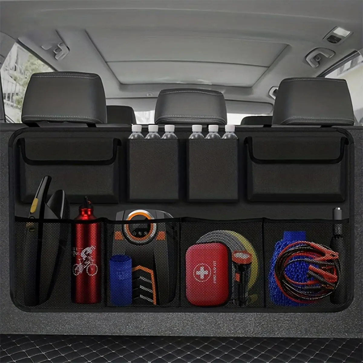 Car trunk organizer, rear seat suspension car organizer, 8 large storage bags for space saving in SUV trucks, Car Accessory