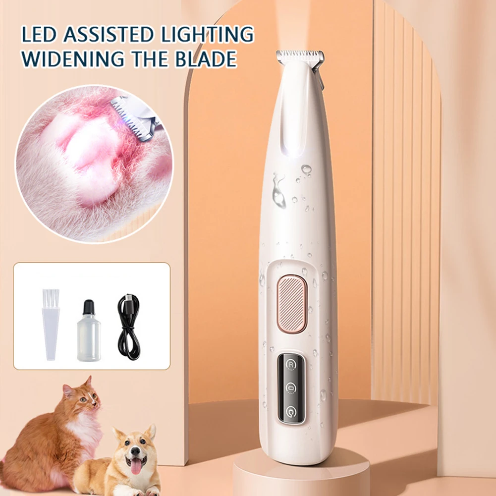 2025 New Pet Trimmer for dogs and cats,Waterproof Rechargeable Pet Shaver with LED Light, Multifunctional Pet Hair Clippers for Paws Eyes Ears Face Ru
