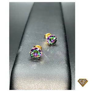 Alexandrite Stud Earrings June Alexandrite Birthstone multi color Round Gemstone 5mm or 8mm Christmas Gift for Her Elegant Timeless Design perfect June birthday gift