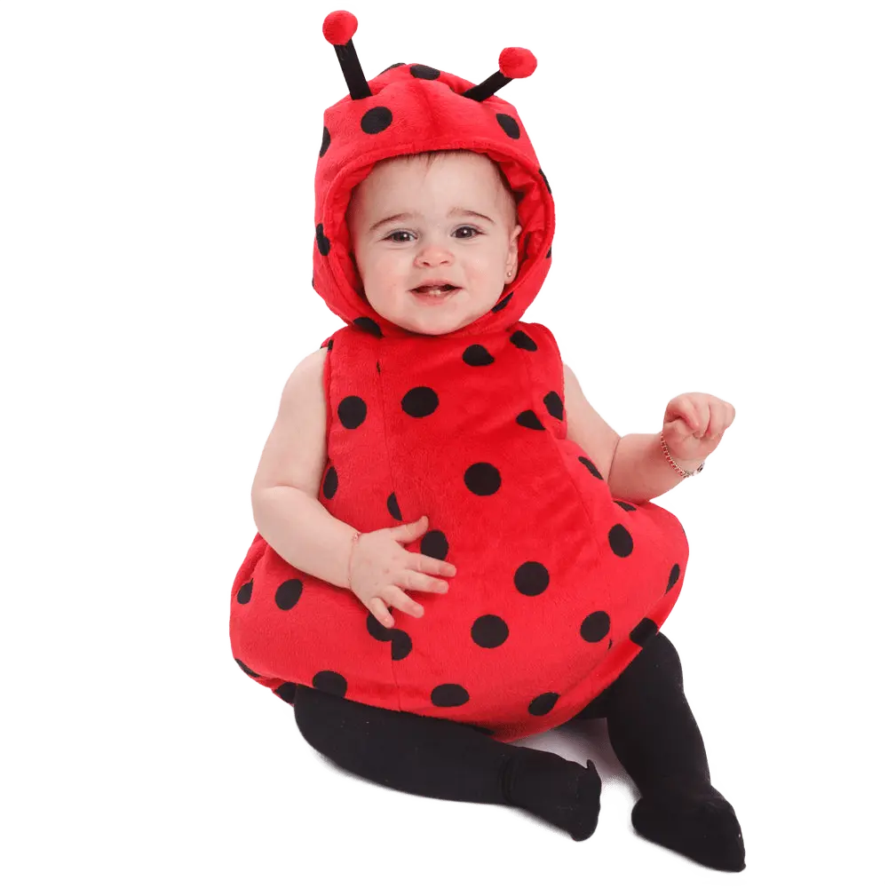 Ladybug Costume For Babies - Red with Black Dots Baby Romper with Antenna Hood - Baby Costume For Halloween, Christmas, Easter ,Pretend Play Fun, Theme Party & Festivals