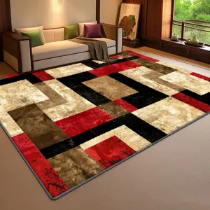 Velvet soft and comfortable patterned printed carpet, suitable for multiple scenarios, available in various sizes, soft and non-shedding, Checkered Rug