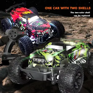 Double Shell Rc Cars 1:18 All Terrain RC Car For Adults & Boys, 4WD Off-Road RC Truck High Speed Fast, 4X4 Waterproof Remote Control Car With 2 Rechargeable Batteries For 40 Min Play Best Gift For Kids And Adults ( Green & Red)