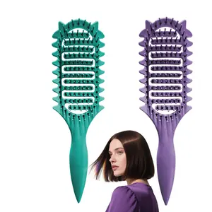 2 Pieces,Hair brush for men and detangling brush for women,hair care Green+Black wavy thermal brush dandruff remover comb curl defining brush birth comb for labor bounc curl brush 4c Curved Ventilated Detangling Hairbrush