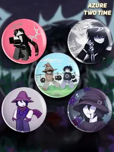 Azure & Two Time Forsaken Buttons, Roblox Pins, Colorful Meme Pin Buttons For Clothes, Bags, Backpack, Hats, Jeans, and More, Funny Bag Accessories!