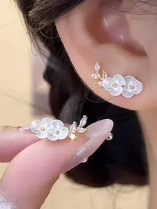 1 Pair High-Quality Camellia Earrings Set, Elegant Daily Wear Jewelry, Perfect Wedding Season Accessory, Ideal Gift for Friends, Jewelry Accessories