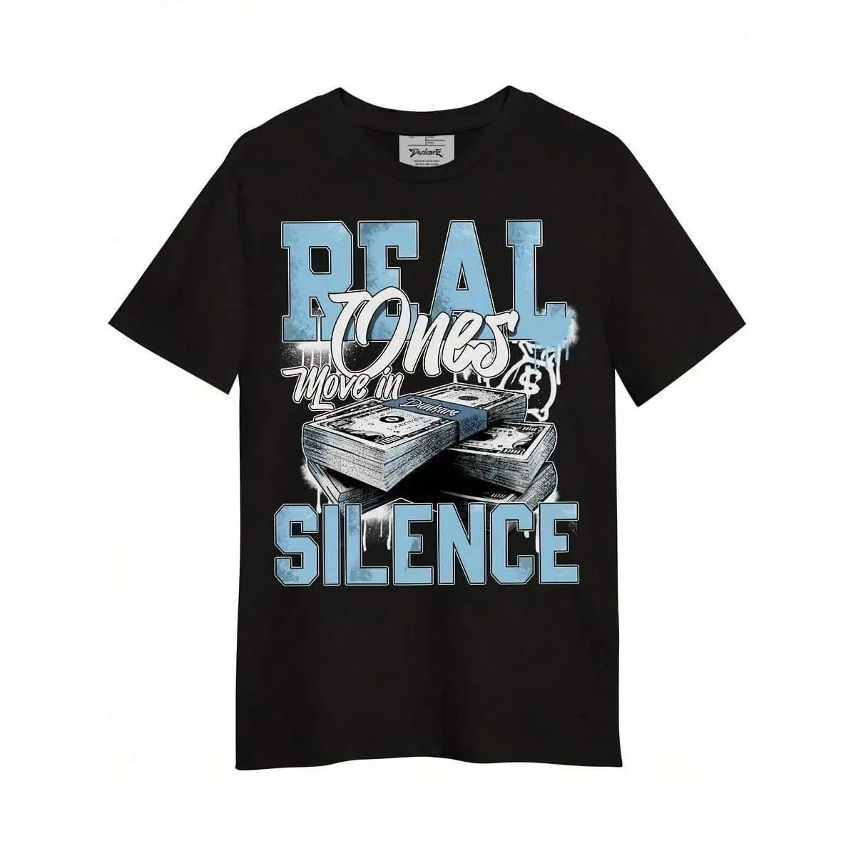 Men's Graphic T-Shirt with "Real Ones Move In Silence" Print, Casual Short Sleeve Crew Neck Top in Soft Breathable Cotton