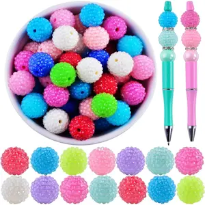 20mm Rhinestone Beads for Pens 20 count Beaded Pens Beads Bling Glitter Suger Bugglegum Beads Large Balls  Pen Beads for DIY Pens  Making Suppliers Bulk(Jelly Beads, 20mm)