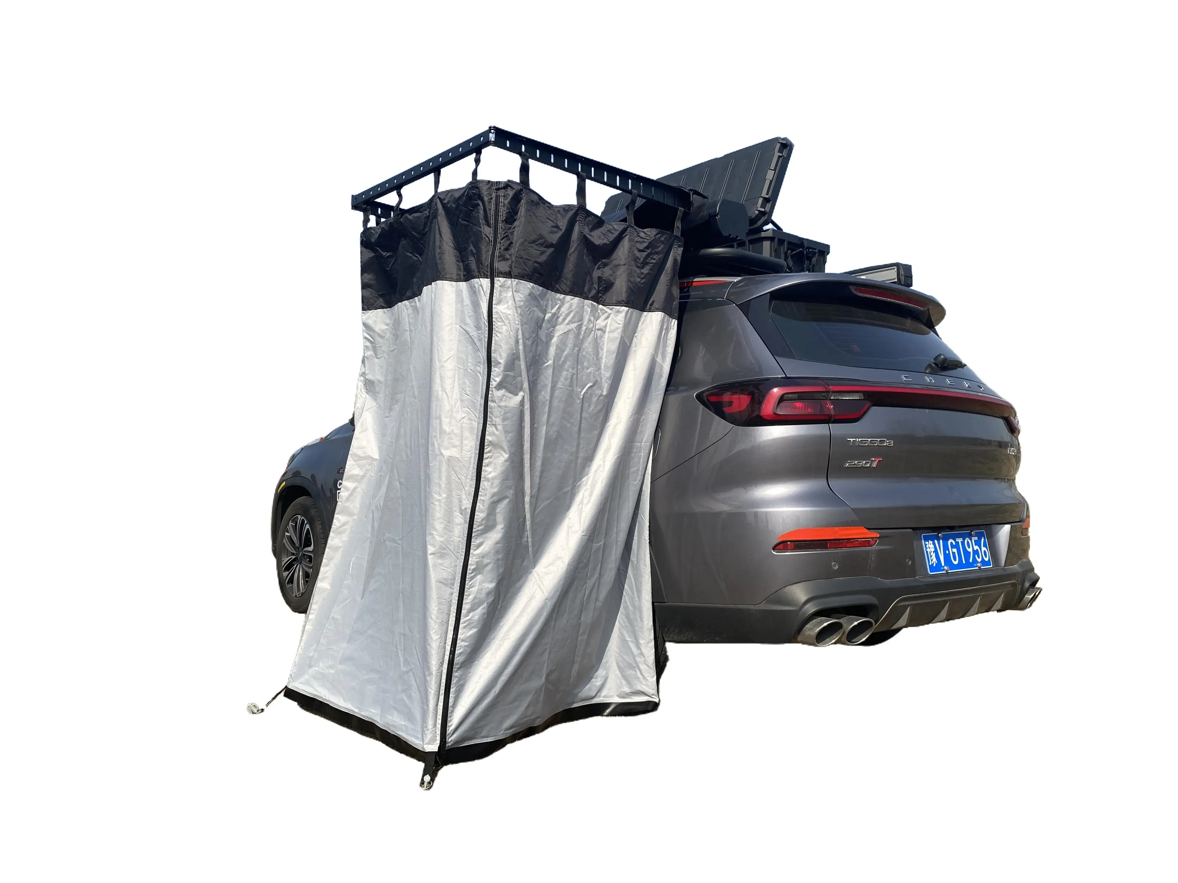 Car Side-Mounted Outdoor Shower Tent with Standard Bracket, Waterproof Windproof Cloth Privacy Shelter, Tool-Free Setup Changing Space for SUV/RV/Off-Roader Vehicles