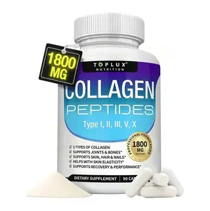 Multi Collagen Peptides Pills 1800 Mg Complex - Type l, l,IIl,V,X Premium Collagen Complex for Better Skin &HairStrong Joint,Hydrolyzed Protein, for MenWomen,Supplement Vitamin Edible Colagen-90Capsules
