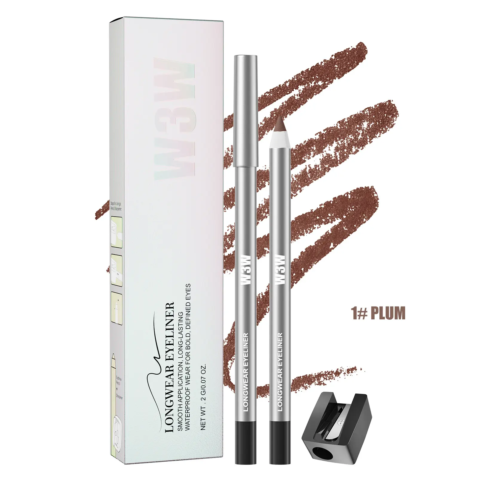 24HR Long-Lasting Waterproof Eyeliner Pencil, Creamy Smooth & Smudge-Proof, Easy to Apply for Daily & Party Makeup, Sharpenable with Built-in Sharpener Natural clear Peel eyebrow pencil