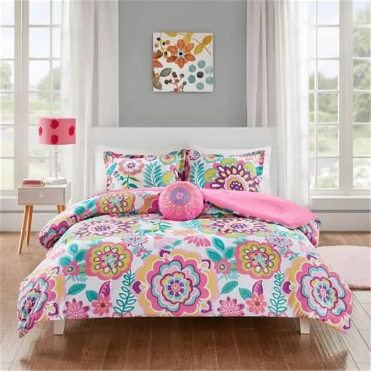 212 MAIN Reptile & Amphibian Microfibre Soft Comfy Blanket - Cheery Pink Medallion Flowers Print, Twin/Twin Extra Large Sizes, Machine Washable Pet Supply Bedroom Decoration