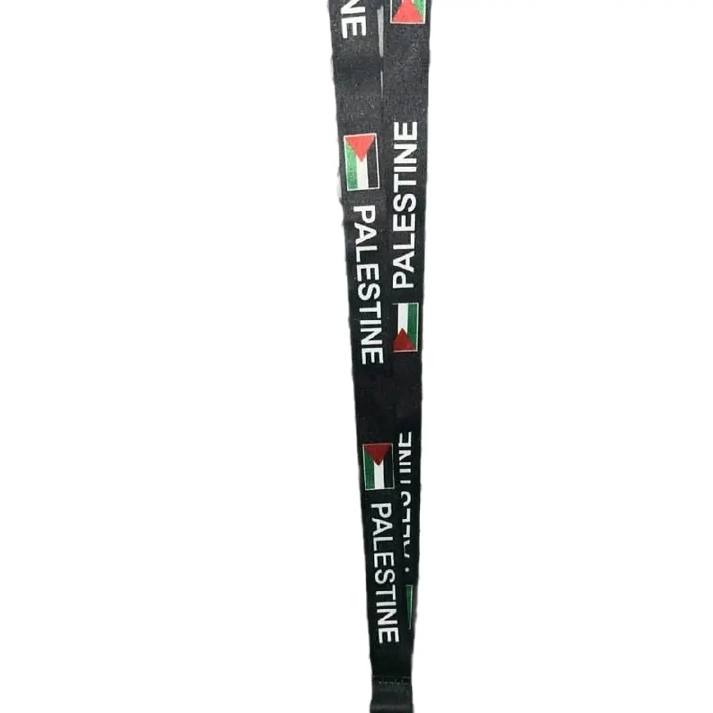 Black Palestine Lanyard with Flag Design and Text - Simple Product Title