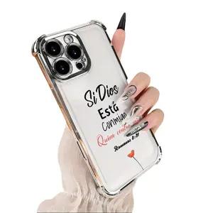 Electroplated Four Corner Anti-Fall Trendy Minimalist Creative Letters Pattern  Phone Case for iPhone 17 Air 16 Pro Max 15 Plus 14 13 12 11 E Shockproof Transparent Protective Cover