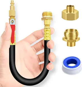 RV Winterizing Kit Sprinkler Blowout Adapter with Shut Off Valve, 12 inch RV Winterizing Hose Tool Kit-Air Compressor Kit Male & Female Quick Connect Blow Out Fitting Plug