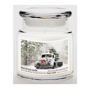 Courtside Market Snowy Christmas Truck Candle Glass Jar 18 oz
