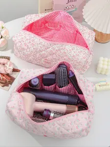 Cute Ditsy Floral Pattern Hair Dryer Storage Bag, Travel Portable Curling Iron Organizer, Multifunctional Makeup Pouch, Dustproof Handbag, Handheld Cosmetic Pouch