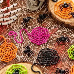 Random Color Elastic Spider Web Party Favors, Sticky Spider Web Hand Party Gifts, DIY Spider Web Party Gifts, Birthday & Valentine's Day