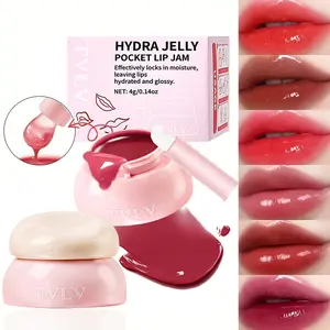 6-color long-lasting moisturizing, Hydrating jelly lip balm/lip mask, with silicone brush head, caring for dry lips, smooth fresh texture, no sticky/greasy feeling, lip care products, lipstick dual-effect combination, essential artifact for date night