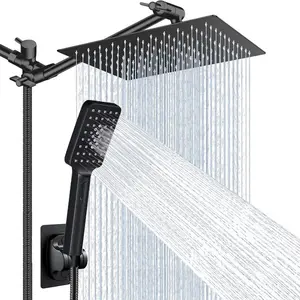 Showerhead,8/10 Inch High Pressure Rain Shower Head -Shower Heads with 2 Modes Handheld Spray Combo-  shower head with 78" Hose - Powerful Shower Spray Against Low Pressure Water with Long Hose