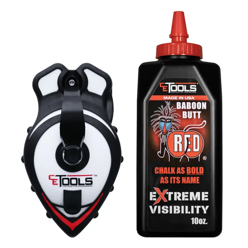 SnapBack Chalk Line with Releasable Tip® & Baboon Butt Red 10oz Chalk