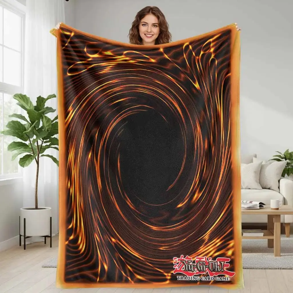 Yu-Gi-Oh! Card Themed Flannel Blanket, Decorated With Exquisite Magical Card Patterns, Soft Comfortable Warm Lightweight Blanket for Sofa, Bedroom, Office and Game Room, Perfect Collectible Gift for Anime Fans, Card Designs, Classic