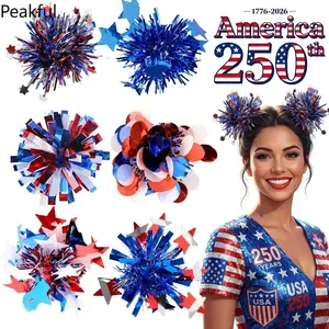 2Pcs Patriotic Hair Clips, Trending 250th Anniversary Party Accessories, Star & Stripe Barrettes with Glitter Bow for Girls, shiny ornament & firm grip, lovely patriotic style, perfect for holiday gatherings, festival parties and daily festive looks
